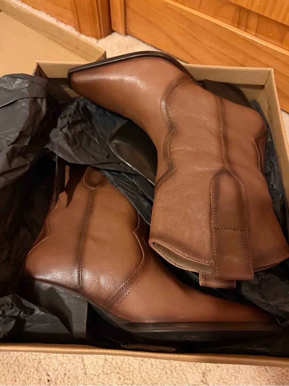 Free People Cat Nap Leather Cowboy Boots- NWT